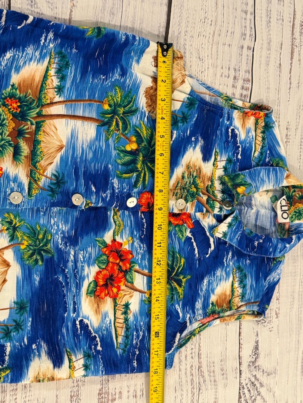 Vintage Clio Women's Large Hawaiian Floral Sleeveless Button Up Shirt 100% Rayon - Picture 6 of 7